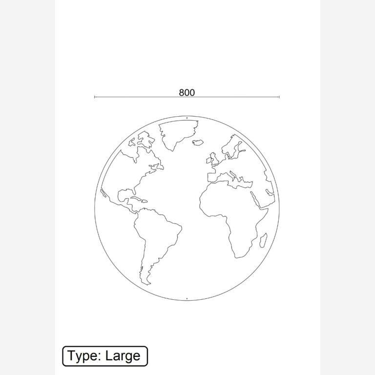 Decoração de parede em metal Mapa-mundo