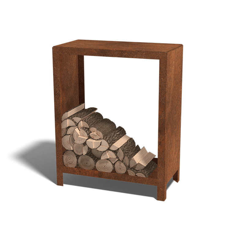 Arrumação de madeira em aço corten Indiana 100 x 80 x 40 cm