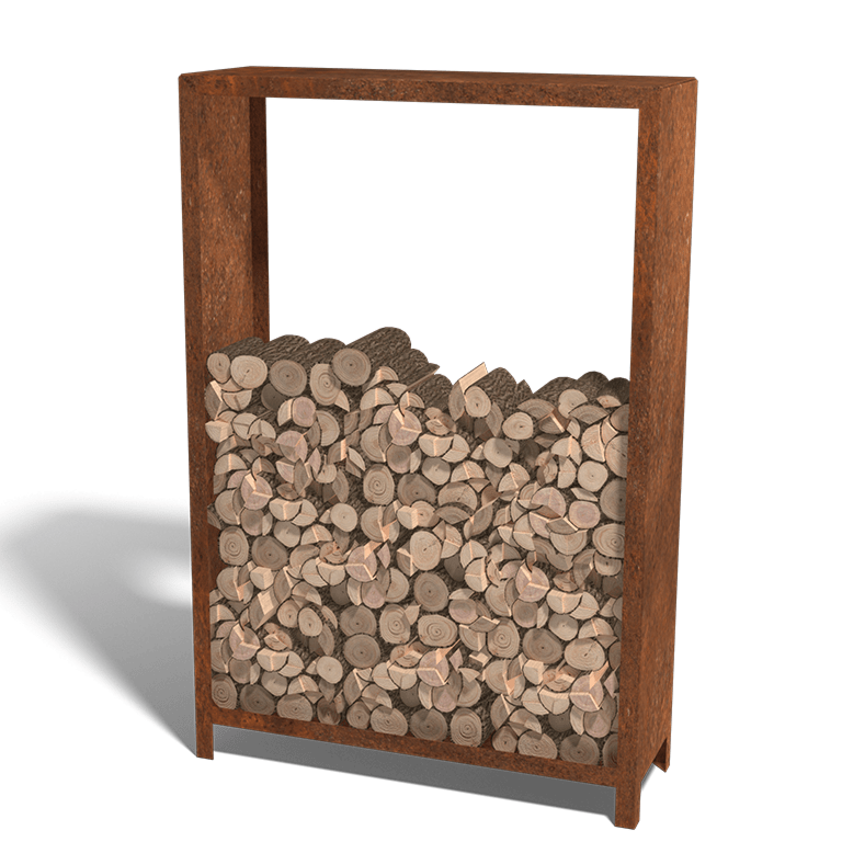 Arrumação para madeira em aço corten Indiana 180 x 120 x 40 cm