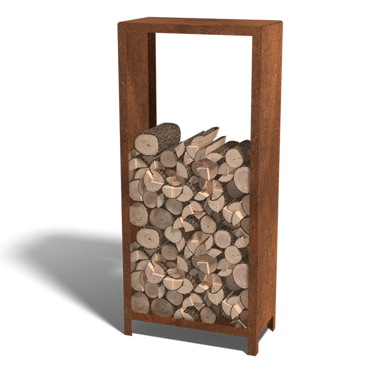 Arrumação para madeira em aço corten Indiana 180 x 80 x 40 cm