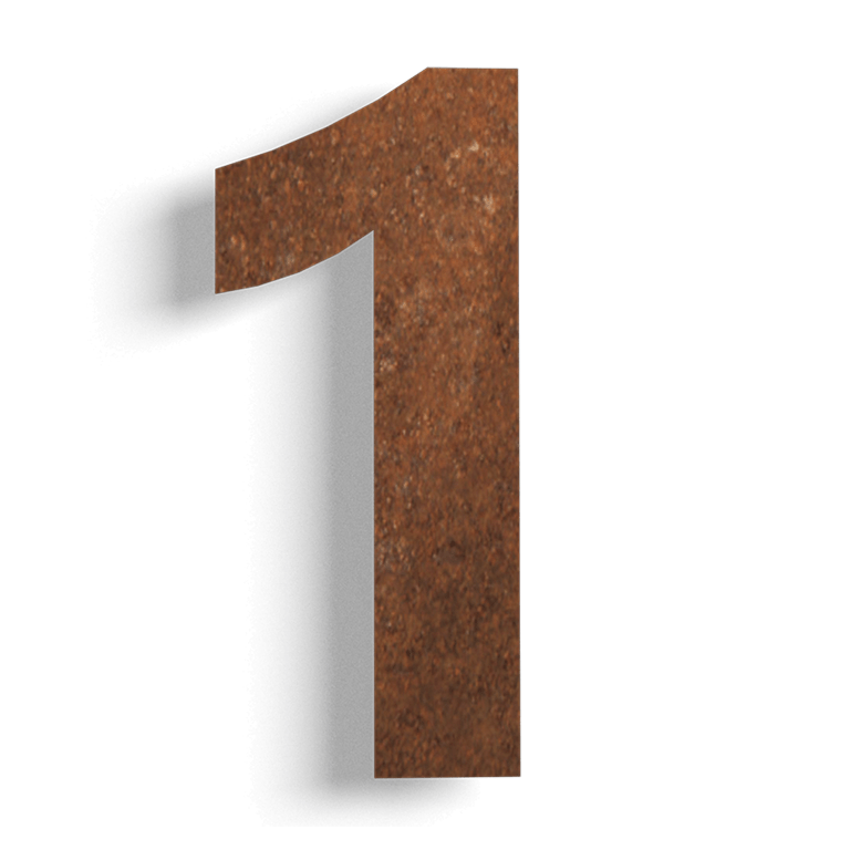 Número de casa em aço corten (laje) 1 - 15 cm