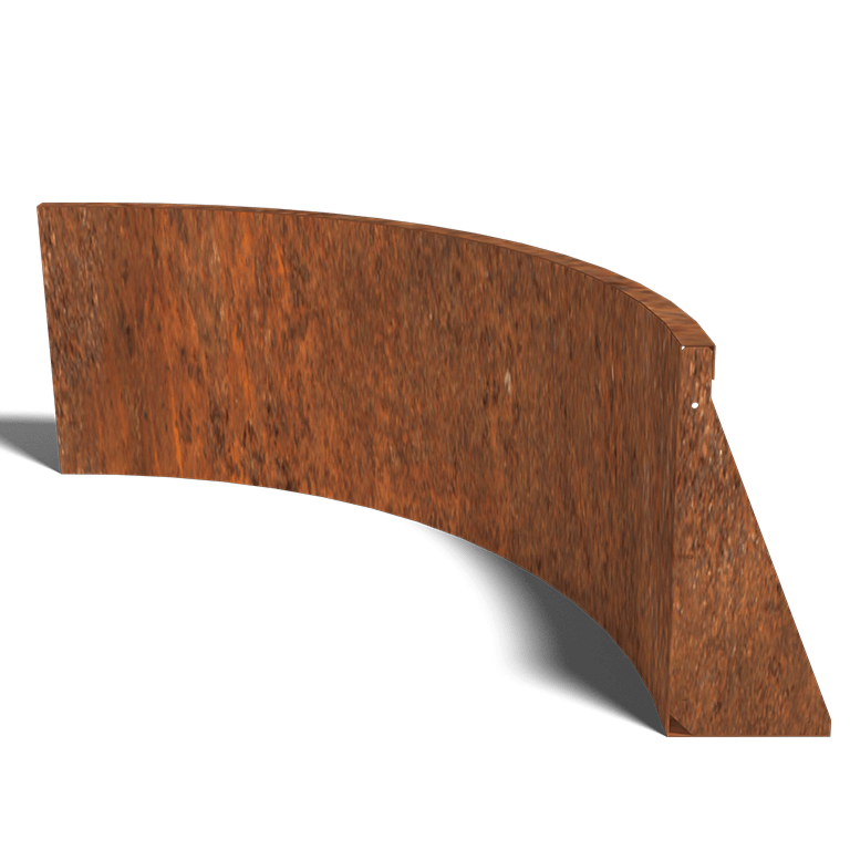 Muro de contenção curvo interior em aço corten 100 x 100 cm (altura 50 cm)
