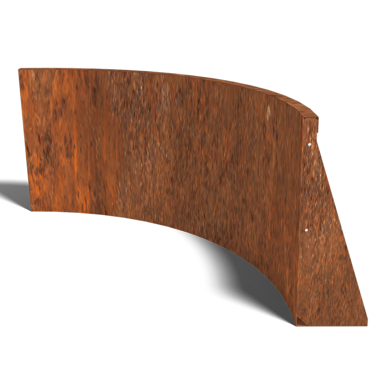 Muro de contenção curvo interior em aço corten 100 x 100 cm (altura 60 cm)