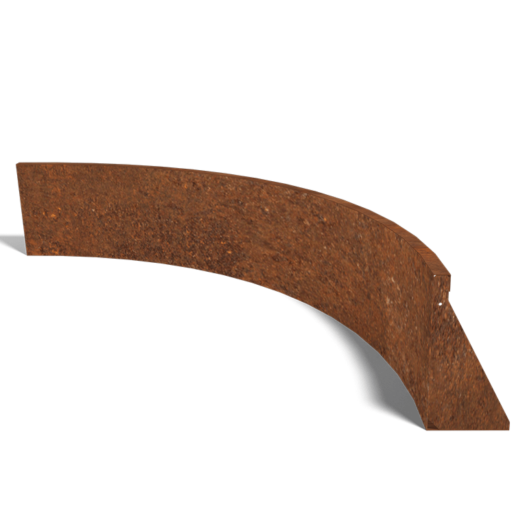 Muro de contenção curvo interior em aço corten 150 x 150 cm (altura 40 cm)