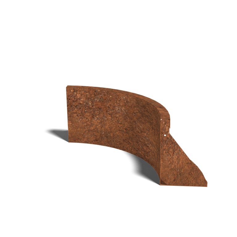 Muro de contenção curvo interior em aço corten 50 x 50 cm (altura 30 cm)