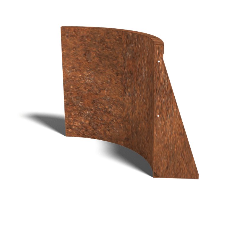 Muro de contenção curvo interior em aço corten 50 x 50 cm (altura 60 cm)