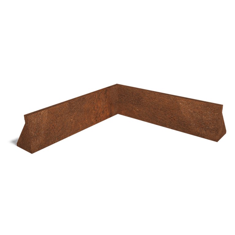 Muro de contenção de canto interior em aço corten 100 x 100 cm (altura 30 cm)