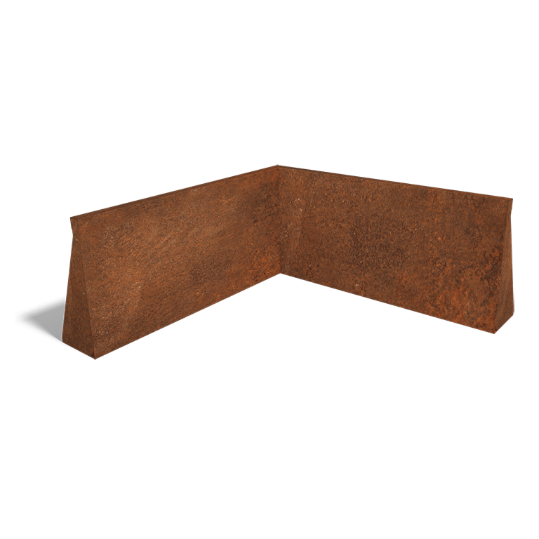 Muro de contenção de canto interior em aço corten 100 x 100 cm (altura 50 cm)