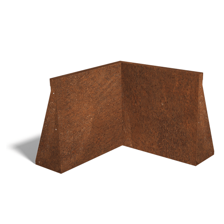 Muro de contenção de canto interior em aço corten 50 x 50 cm (altura 50 cm)