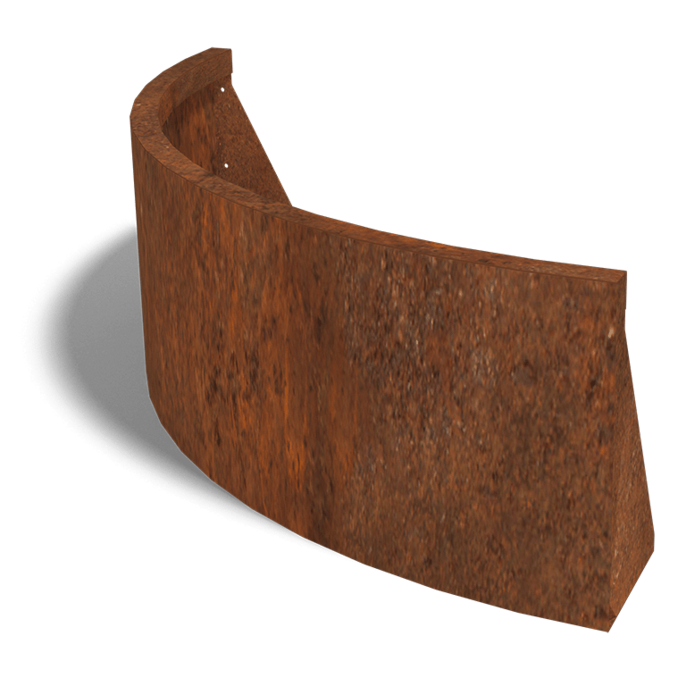 Muro de contenção curvo exterior em aço corten 100 x 100 cm (altura 40 cm)