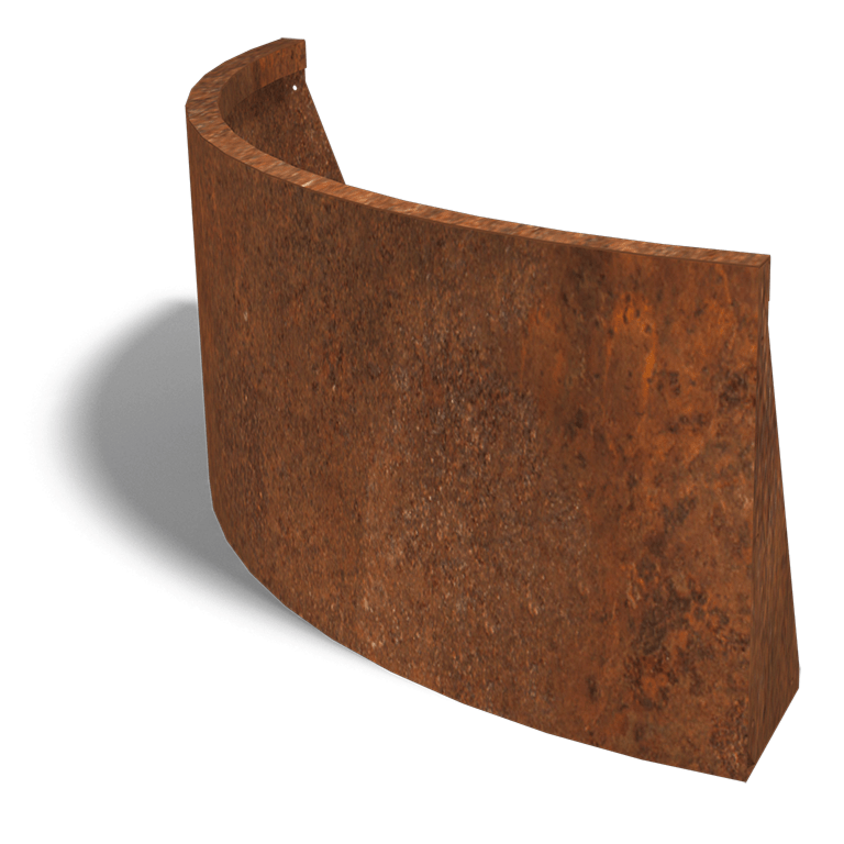 Muro de contenção curvo exterior em aço corten 100 x 100 cm (altura 50 cm)