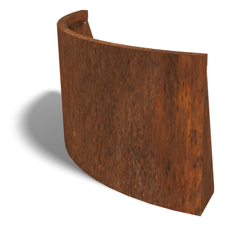 Muro de contenção curvo exterior em aço corten 100 x 100 cm (altura 60 cm)