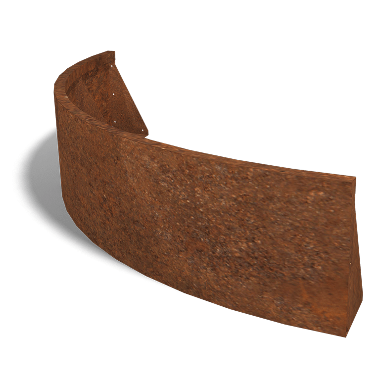 Muro de contenção curvo exterior em aço corten 150 x 150 cm (altura 40 cm)