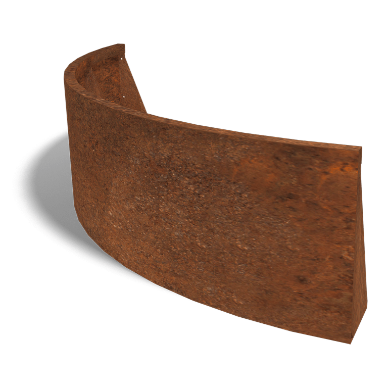 Muro de contenção curvo exterior em aço corten 150 x 150 cm (altura 50 cm)