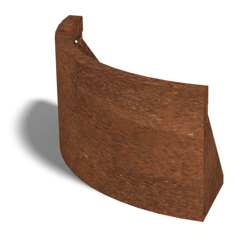 Muro de contenção curvo exterior em aço corten 50 x 50 cm (altura 30 cm)
