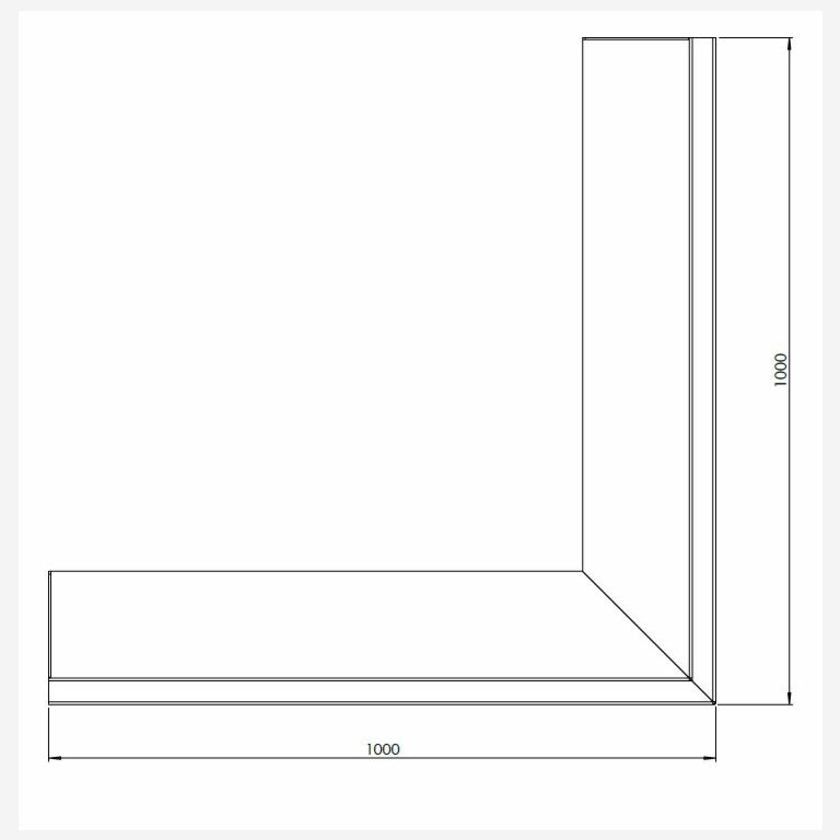 Muro de contenção de canto exterior em aço corten 100 x 100 cm (altura 50 cm)
