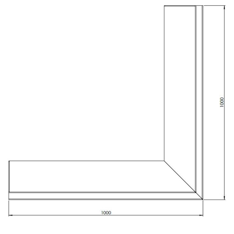Muro de contenção de canto exterior em aço com revestimento em pó 100 x 100 cm (altura 40 cm)