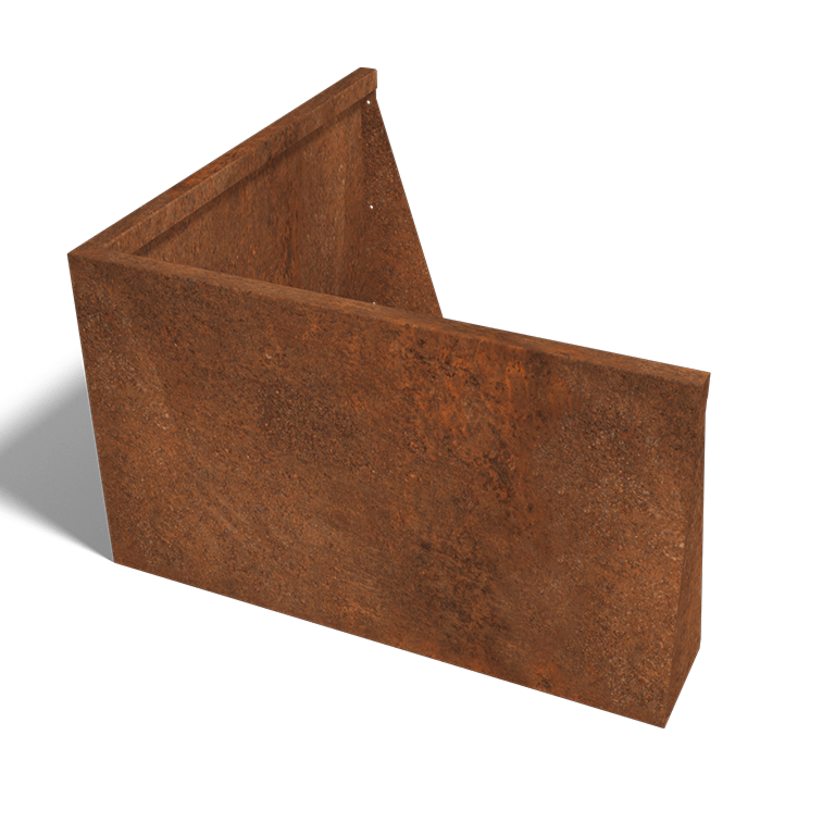 Muro de contenção de canto exterior em aço corten 100 x 100 cm (altura 60 cm)