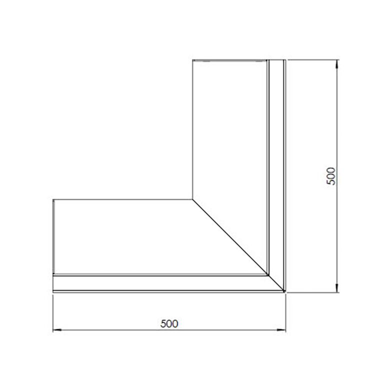 Muro de contenção de canto exterior em aço corten 50 x 50 cm (altura 30 cm)