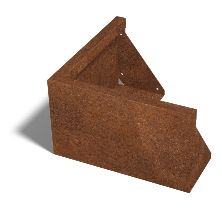 Muro de contenção de canto exterior em aço corten 50 x 50 cm (altura 30 cm)