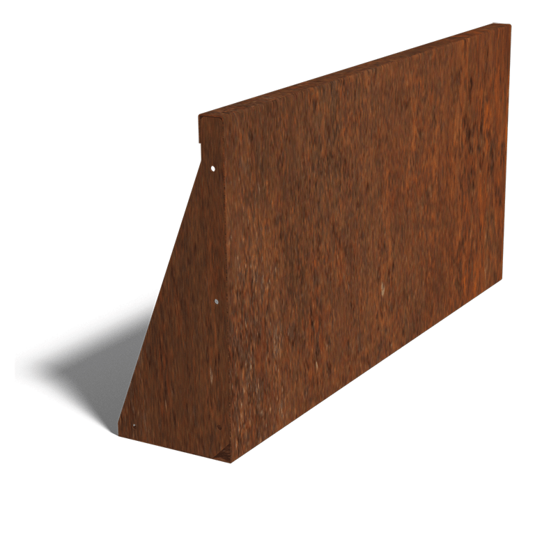 Muro de contenção reto de aço corten 100 cm (altura 50 cm)