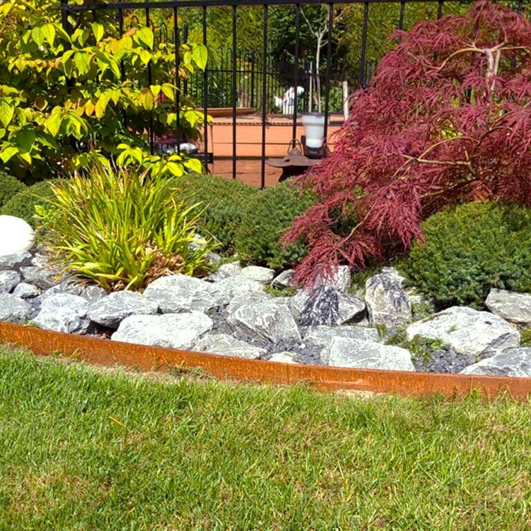 Conjunto completo de borda achatada em aço corten de 13 cm por 15 metros