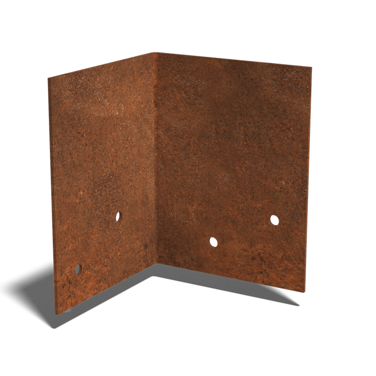 Placa de acoplamento aço corten 90º médio 22 - 25 cm
