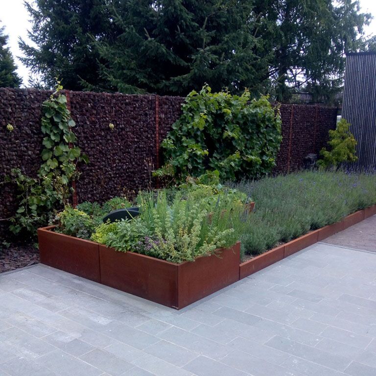 Muro de contenção reto de aço corten 100 cm (altura 30 cm)
