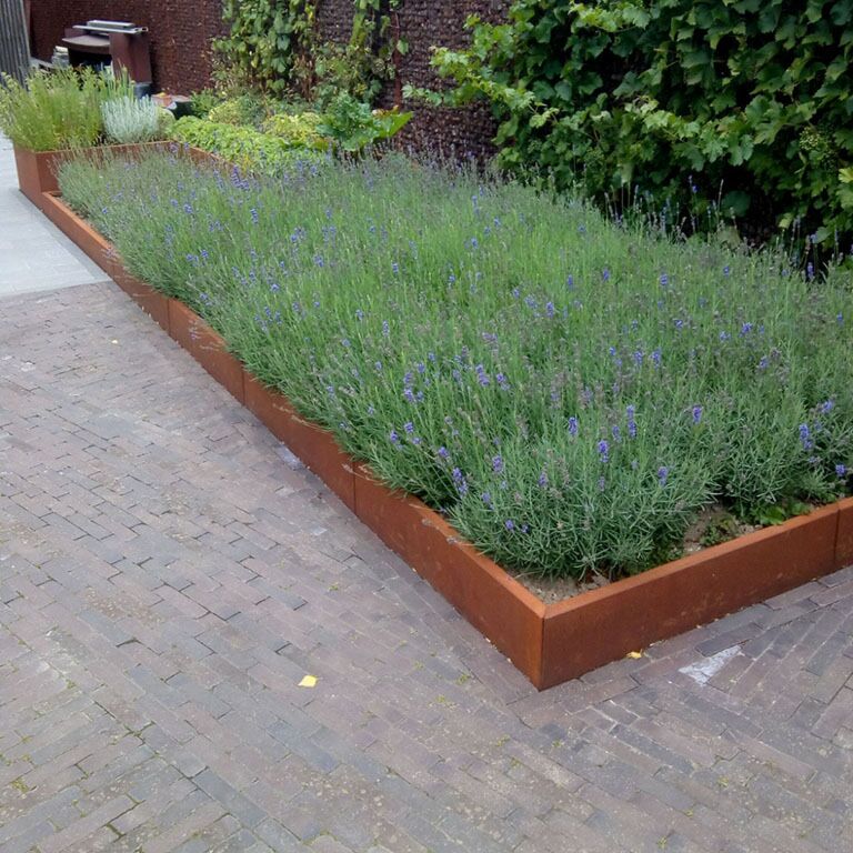 Muro de contenção reto de aço corten 200 cm (altura 30 cm)