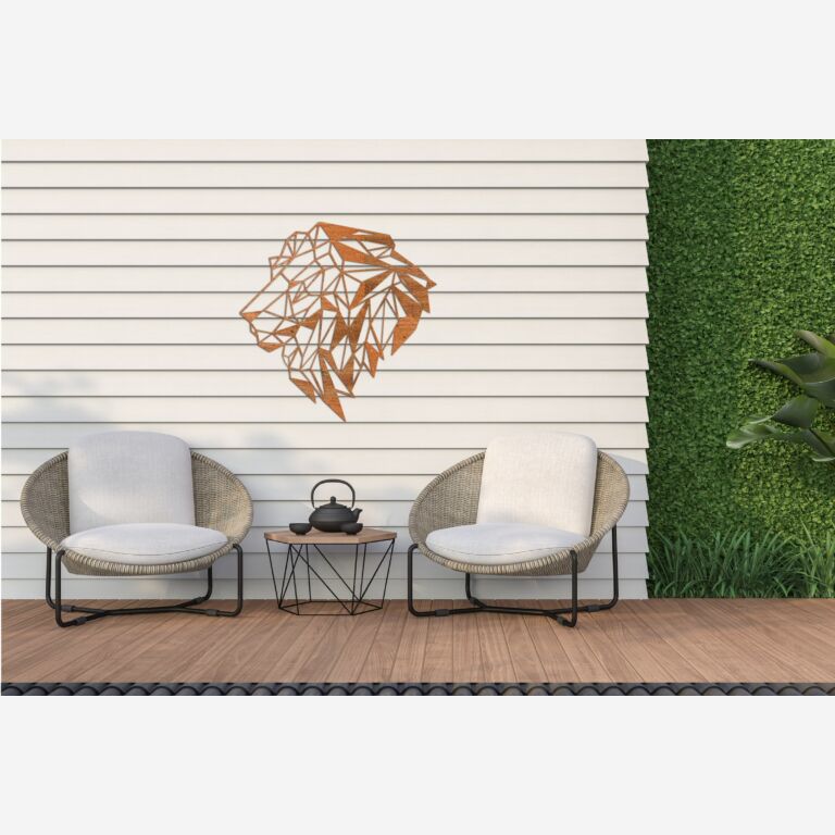 Leão Decoração de paredes em aço corten 2.0