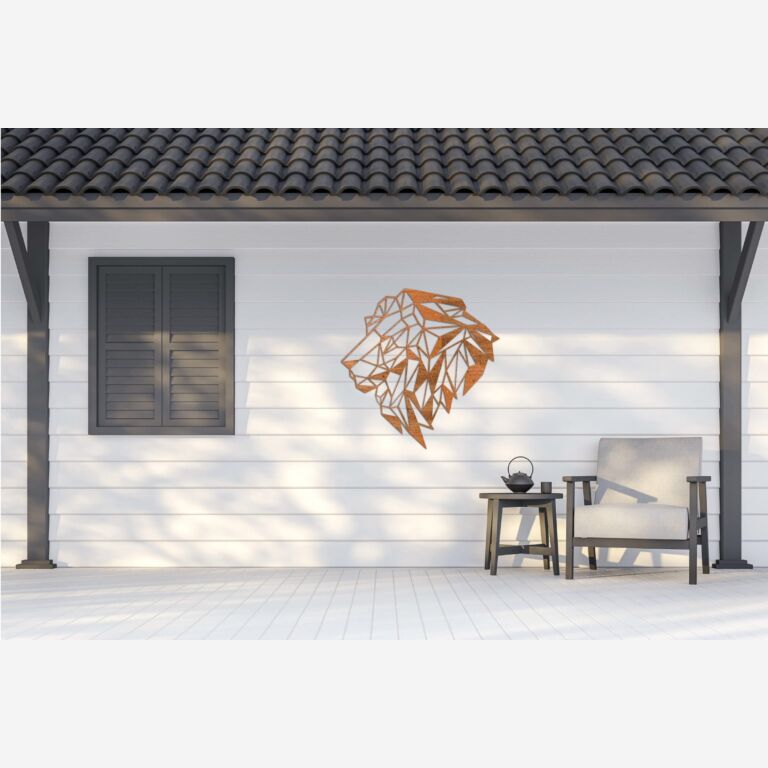 Leão Decoração de paredes em aço corten 2.0