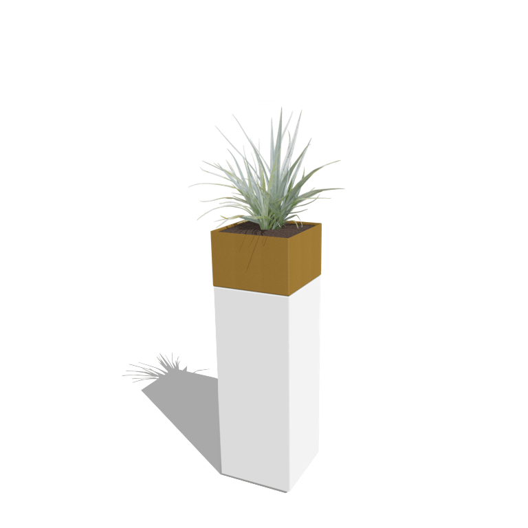 Plantenbak conjunto North Carolina branco & ouro 30 x 30 x 100 cm