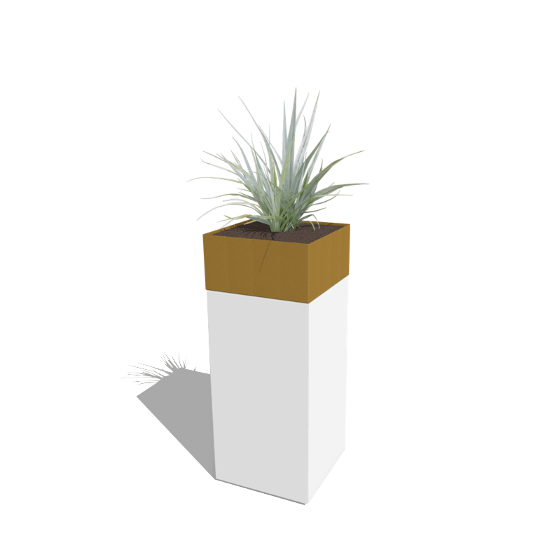 Plantenbak conjunto North Carolina branco & ouro 40 x 40 x 100 cm