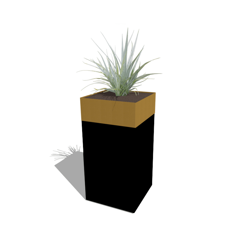 Plantenbak conjunto North Carolina preto & ouro 50 x 50 x 100 cm