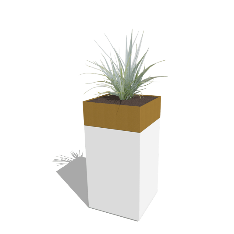Plantenbak conjunto North Carolina branco & ouro 50 x 50 x 100 cm