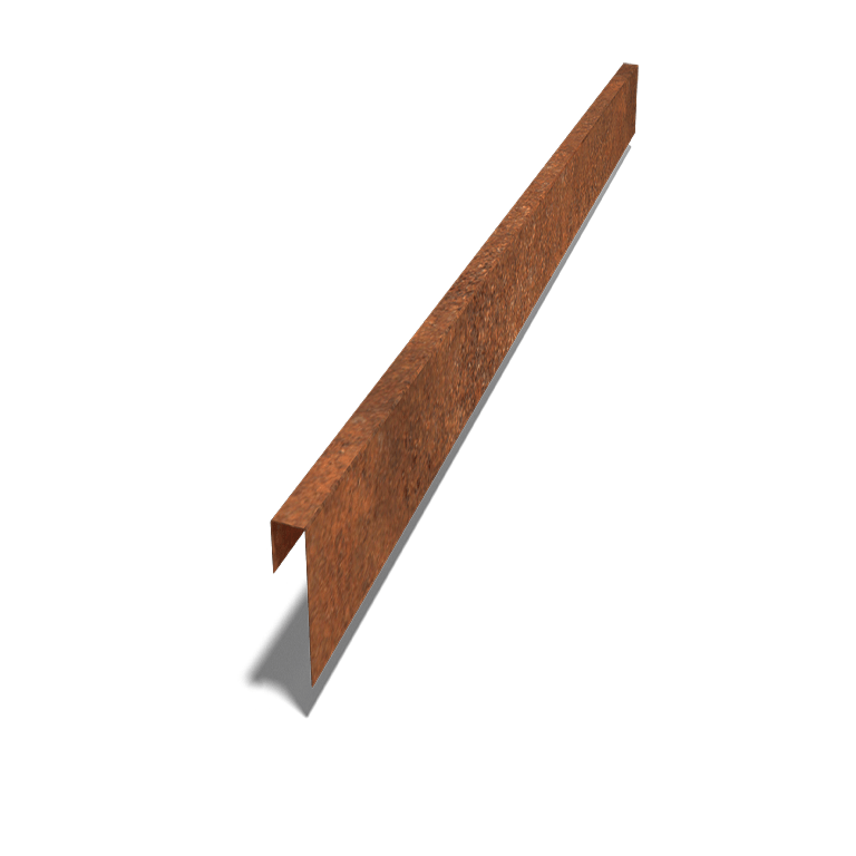 Perfil de sobreposto em aço corten 15 x 5 x 5 cm (comprimento 240 cm)