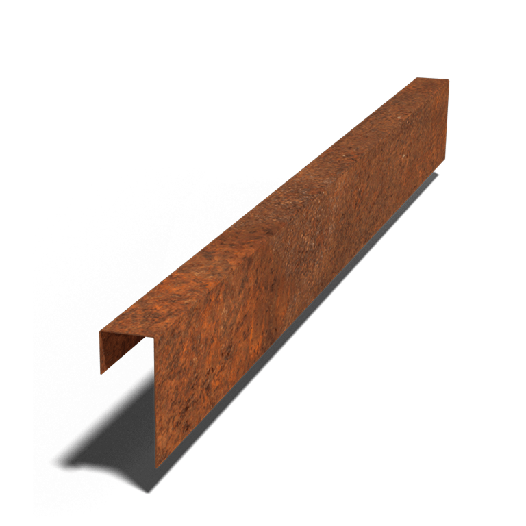 Perfil de sobreposto em aço corten 15 x 6 x 5 cm (comprimento 150 cm)