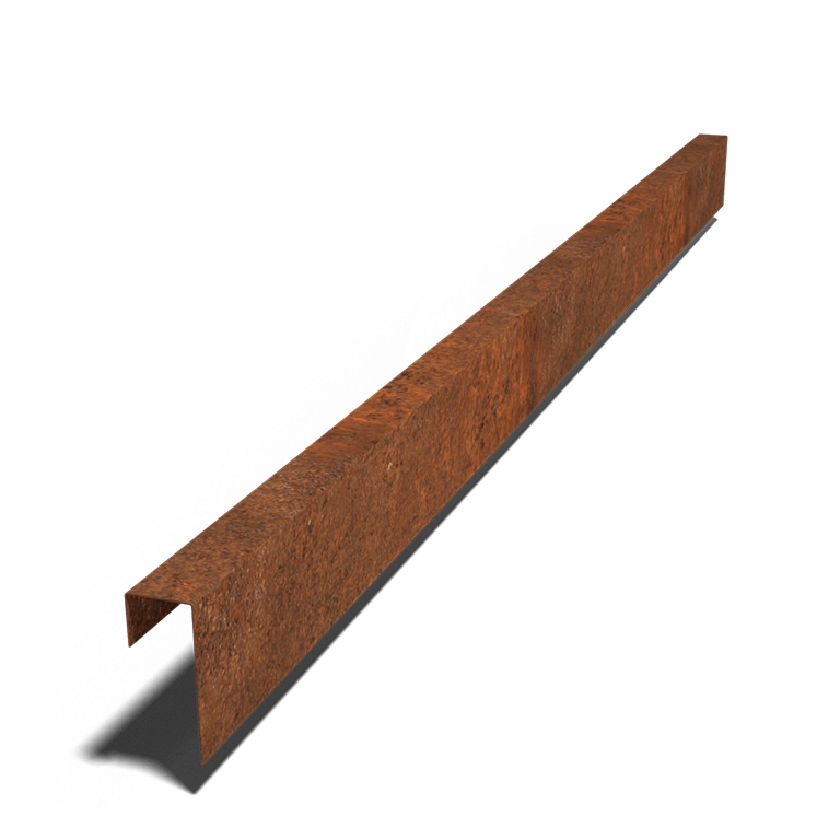 Perfil de sobreposto em aço corten 15 x 6 x 5 cm (comprimento 240 cm)