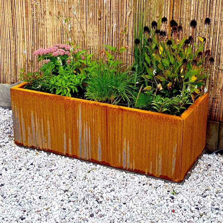 Floreira em aço corten Texas 50 x 120 cm