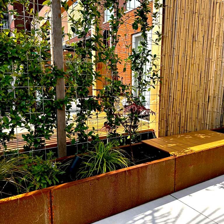 Floreira em aço corten Texas xxl 500 x 60 cm