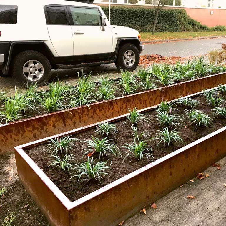 Floreira em aço corten Texas xxl 500 x 80 cm
