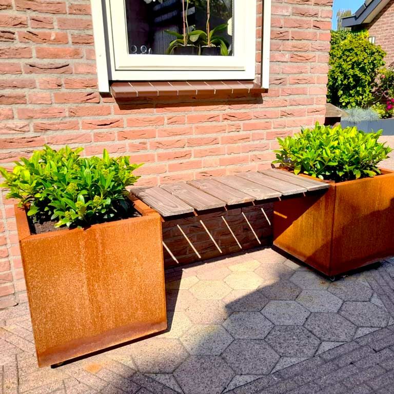 Floreira em aço corten com banco Vegas Miami