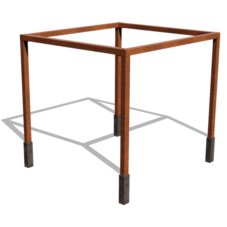 Pérgola quadrada em aço corten 324 x 300 cm