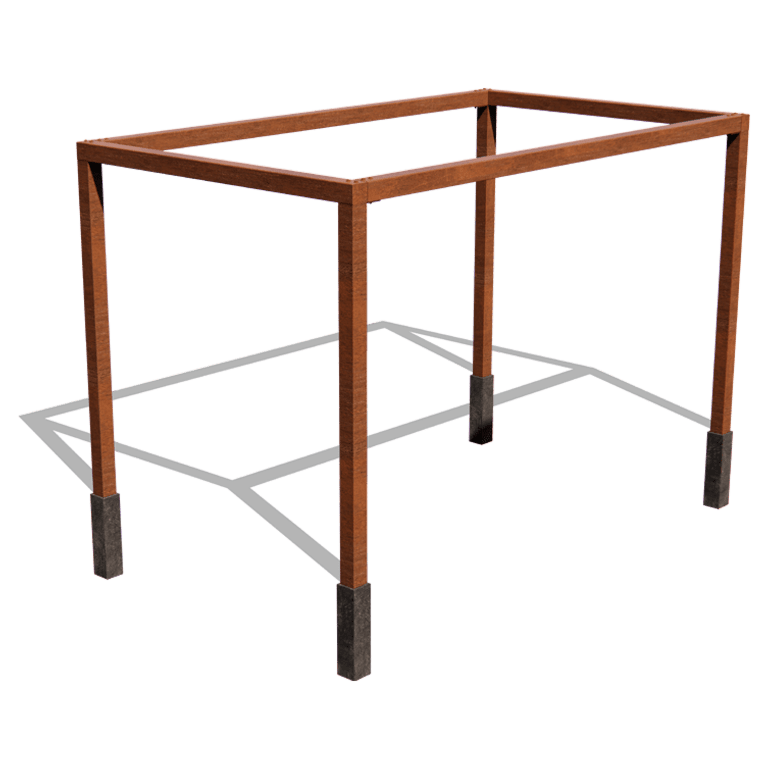 Pérgola quadrada em aço corten 424 x 250 cm