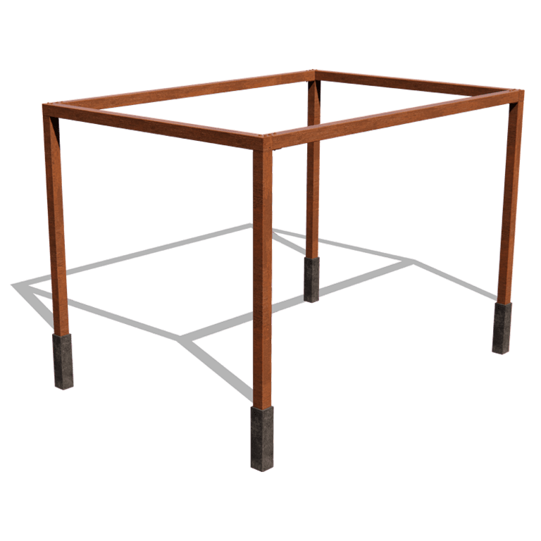 Pérgola quadrada em aço corten 424 x 300 cm