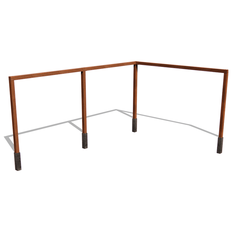 Pérgola de canto em aço corten 600 x 412 cm