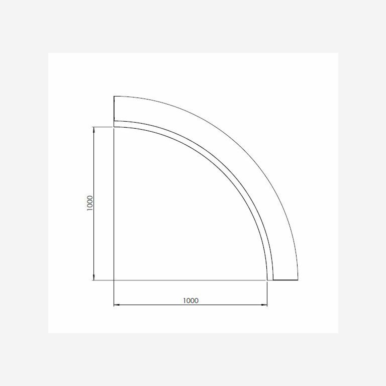 Muro de contenção curvo interior em aço com revestimento em pó 100 x 100 cm (altura 40 cm)