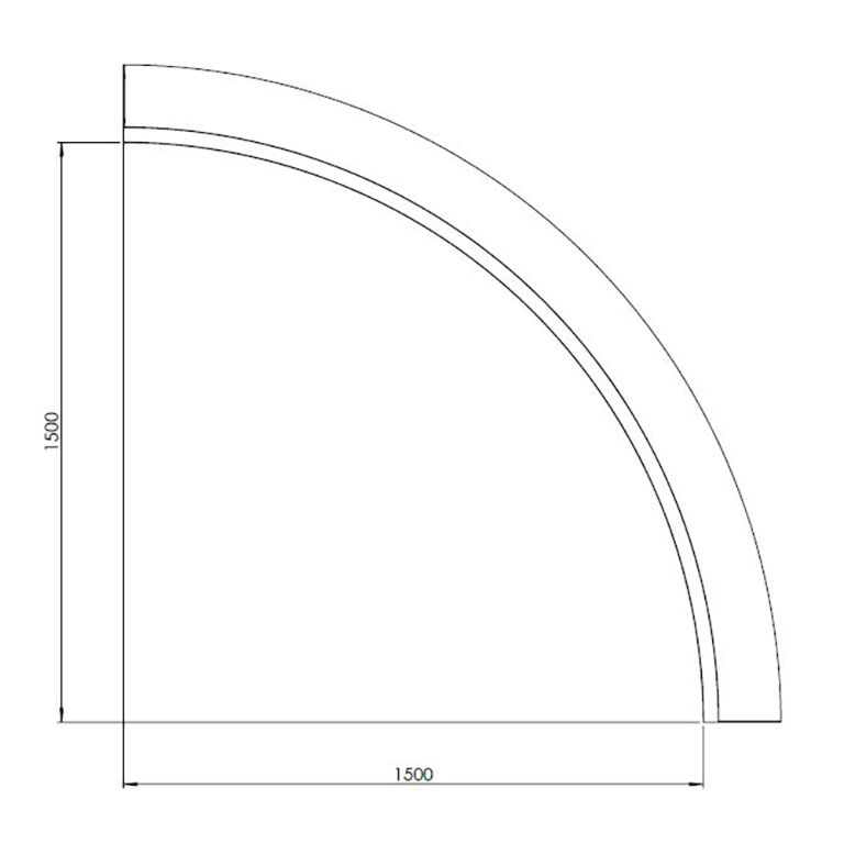 Muro de contenção curvo interior em aço com revestimento em pó 150 x 150 cm (altura 30 cm)