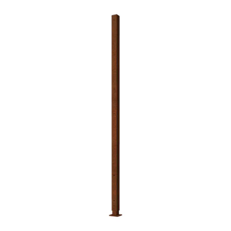 Suporte base plana canto  em aço corten com 190 x 6 x 6 cm