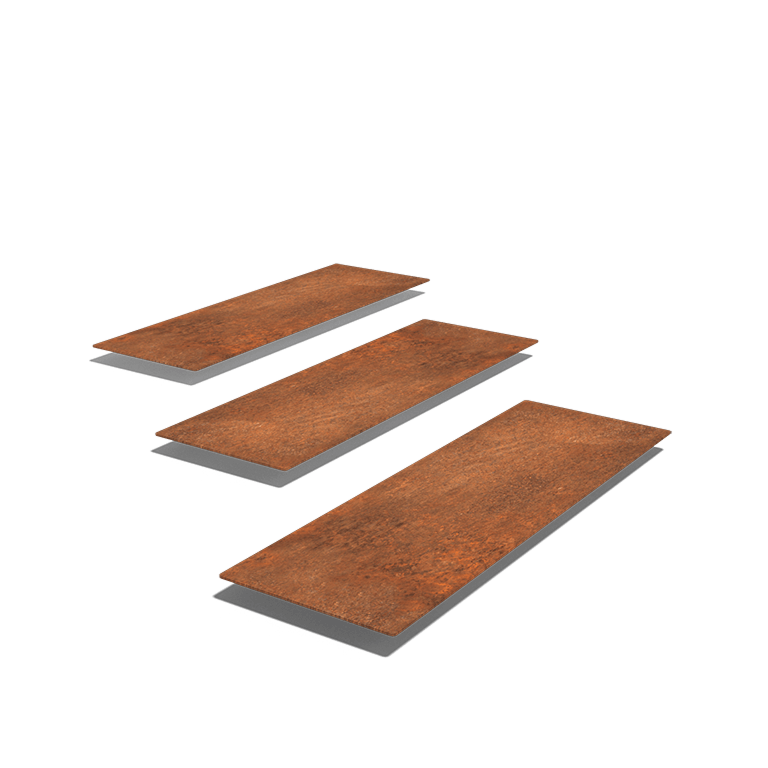 Ladrilho retângulo em aço corten 75 x 25 cm